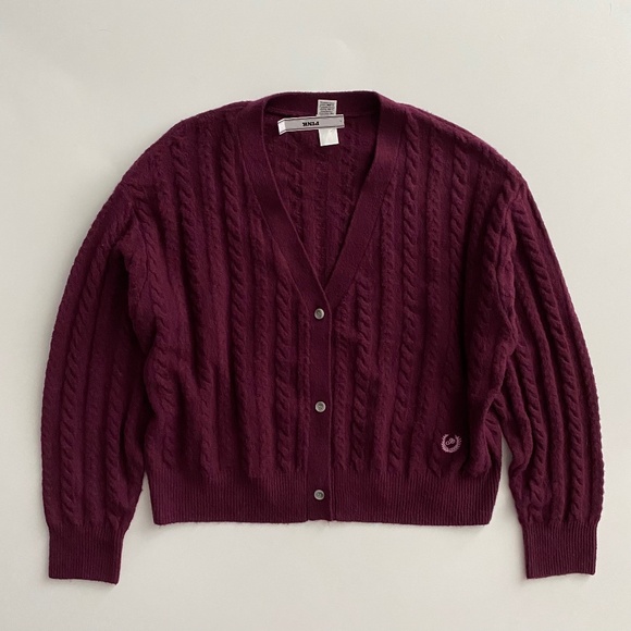 PINK Victoria's Secret Sweater Burgundy Cable Knit Cardigan Nwt XXL 2XL - Picture 1 of 3